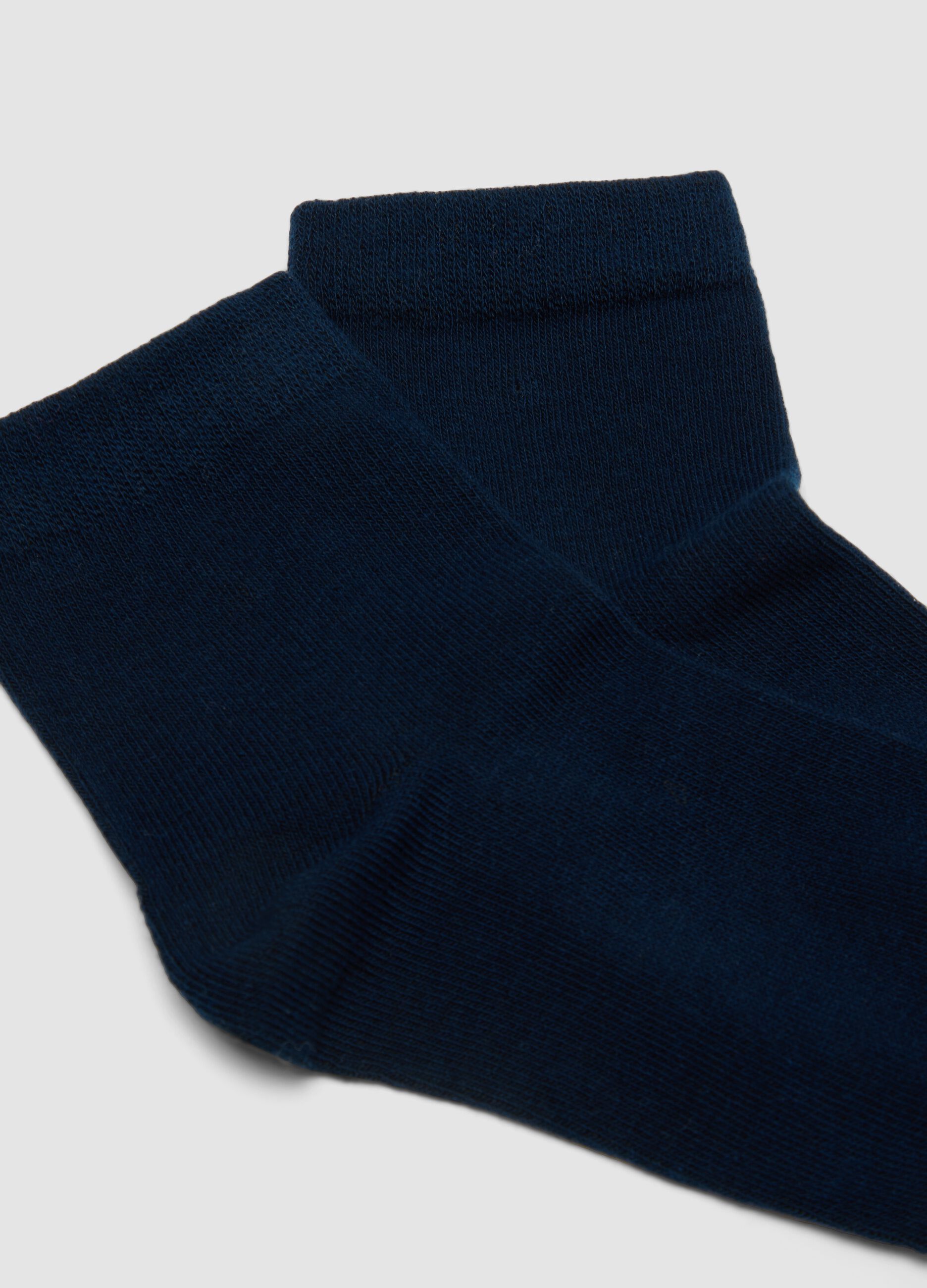 Pack of five blue short socks in organic stretch cotton