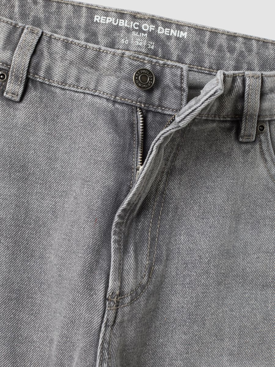 Grey slim-fit jeans in cotton and viscose blend_5
