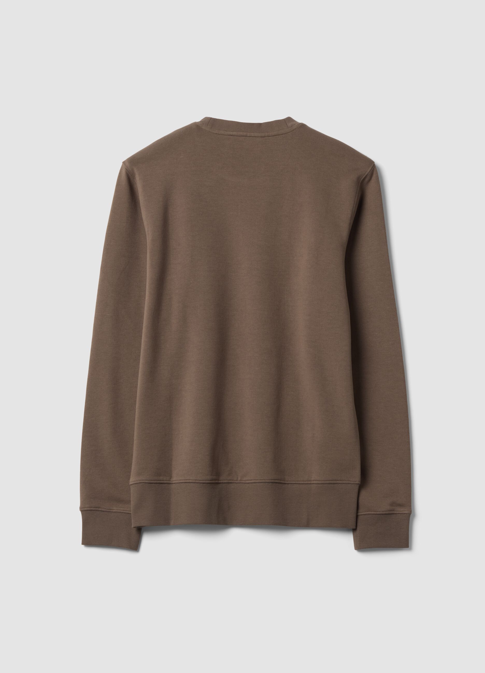 Grey crew neck sweatshirt in cotton blend, regular fit