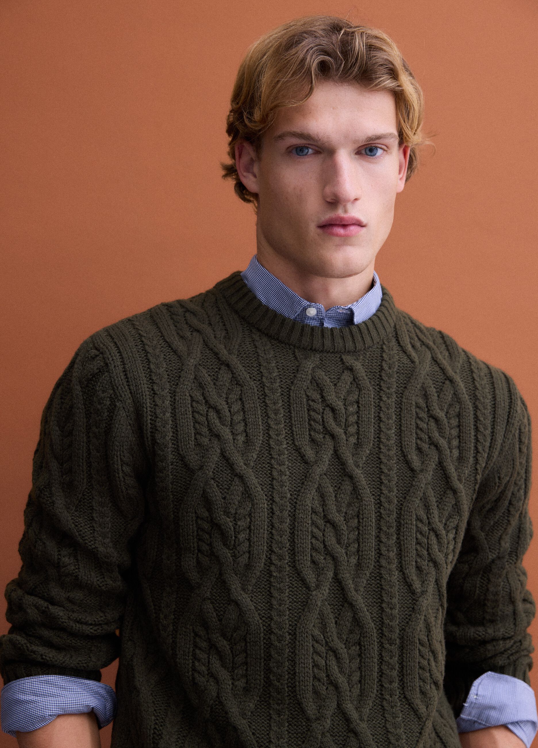 Green regular-fit jacquard wool-blend jumper