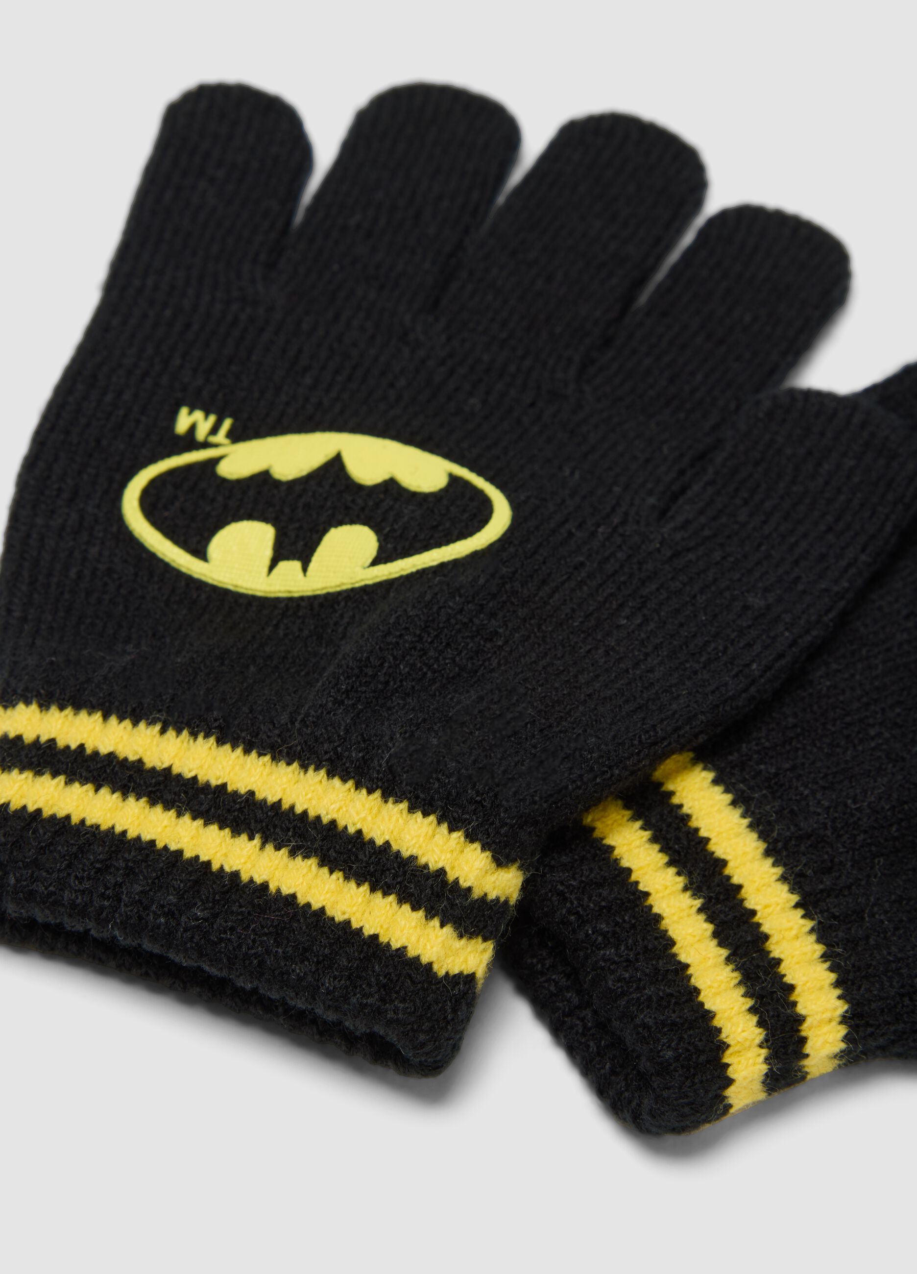 Guanti neri con stampa Batman per bambino e ragazzo
