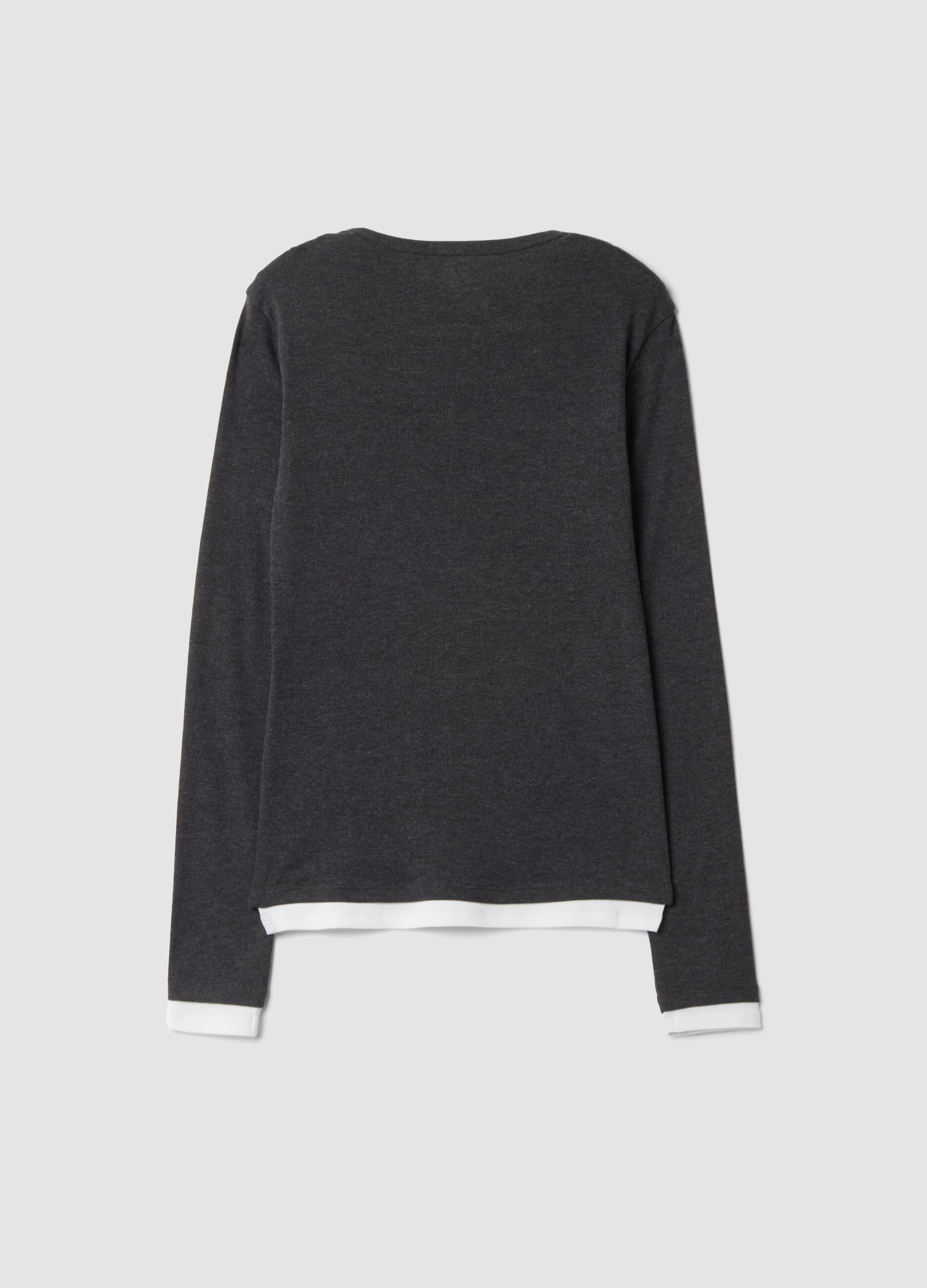 Grey cotton-blend crew-neck T-shirt