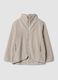 Beige crew-neck sweatshirt with zip_0