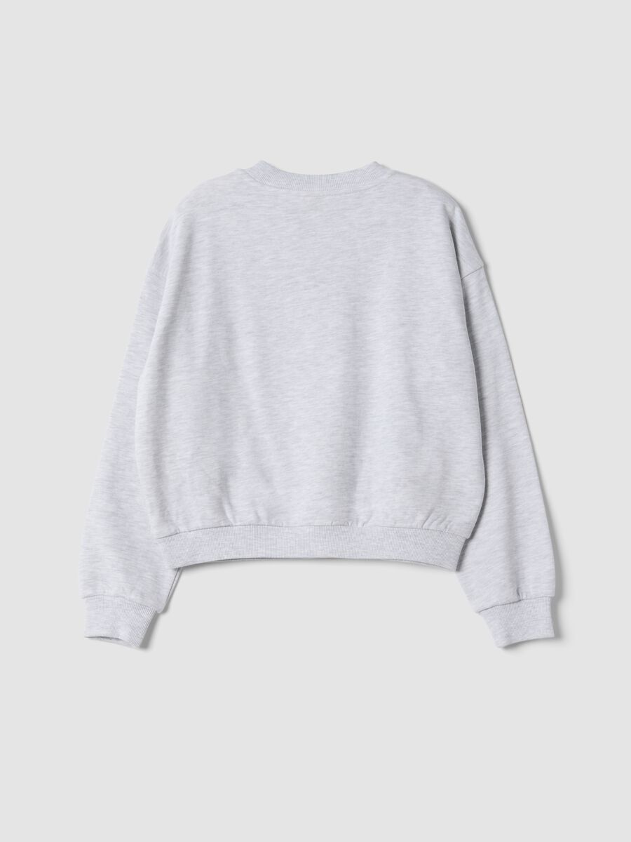 Grey cotton-blend sweatshirt with ribbed neckline and Lilo & Stitch print_5
