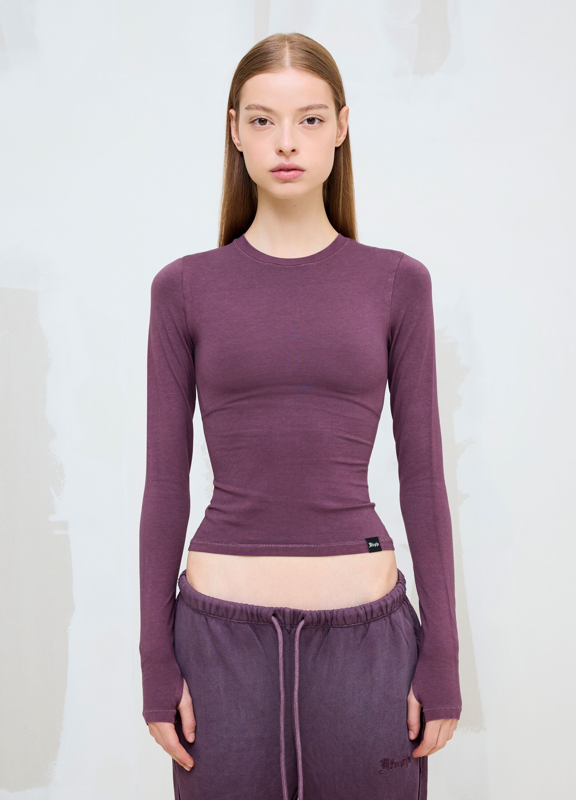 Perfect Washed Burgundy Long-Sleeve Top