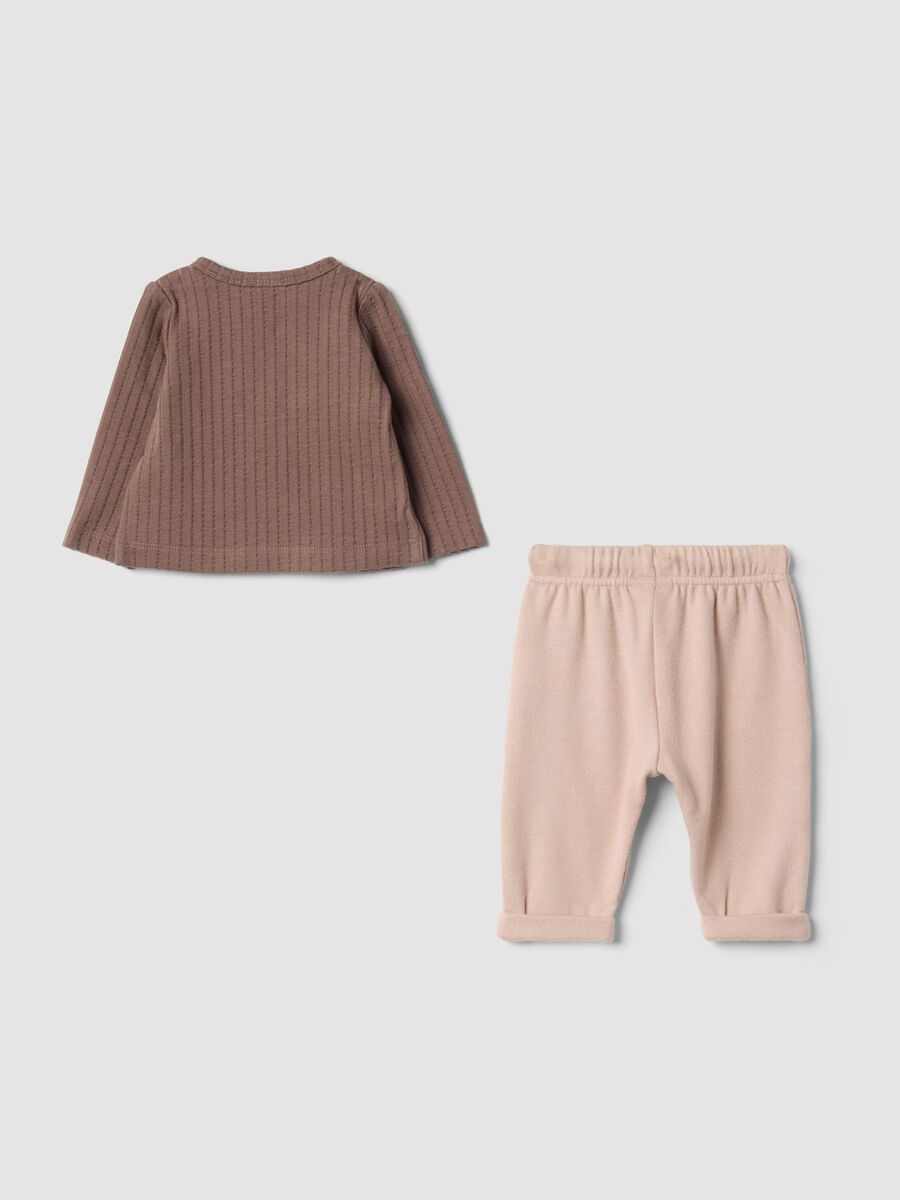 Brown ribbed set in pure organic cotton_1