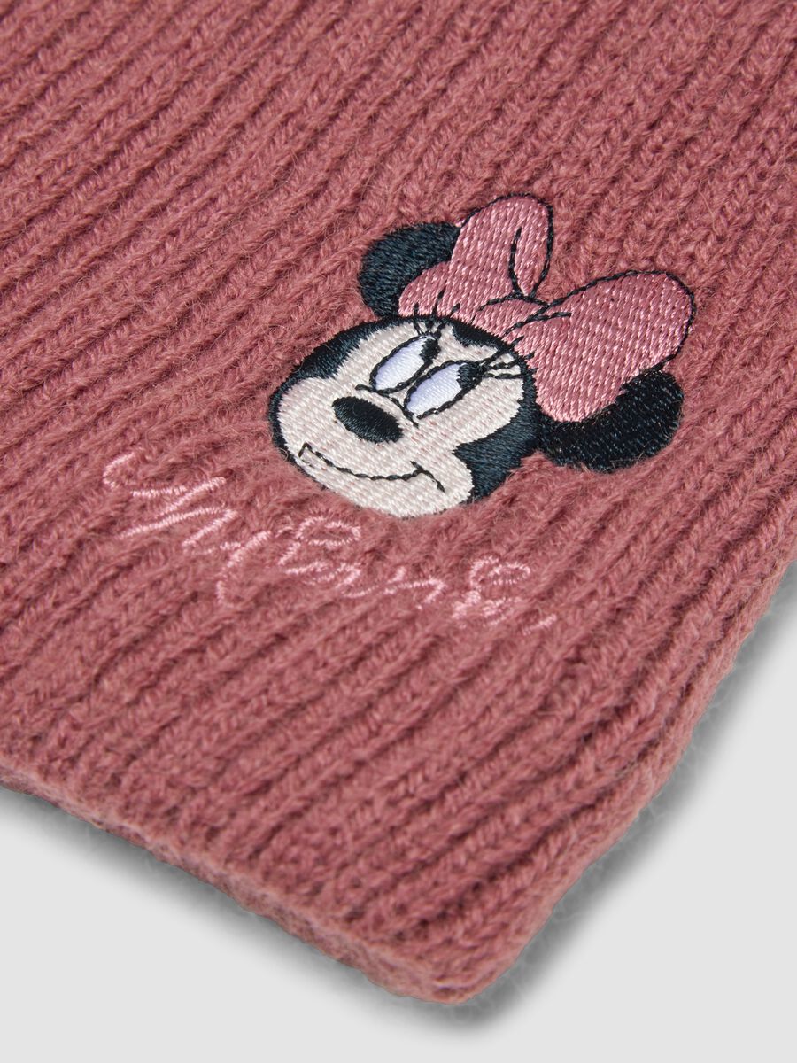 Pink knitted neck warmer with Minnie embroidery_1