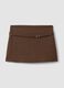 Brown stretch viscose mini skirt with belt_4