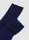 Long blue ribbed socks in pure cotton_2