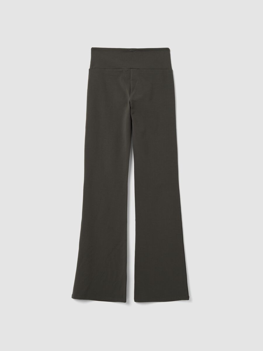 Grey flare trousers in stretch cotton_1