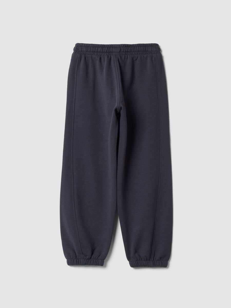 Grey jogger trousers in pure organic cotton with print_1