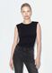 Body nero in tessuto elasticizzato con arricciature regular fit_0