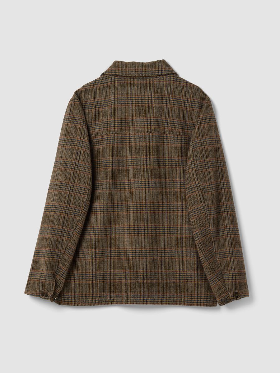 Brown and yellow check wool-viscose blend shacket, regular fit_2