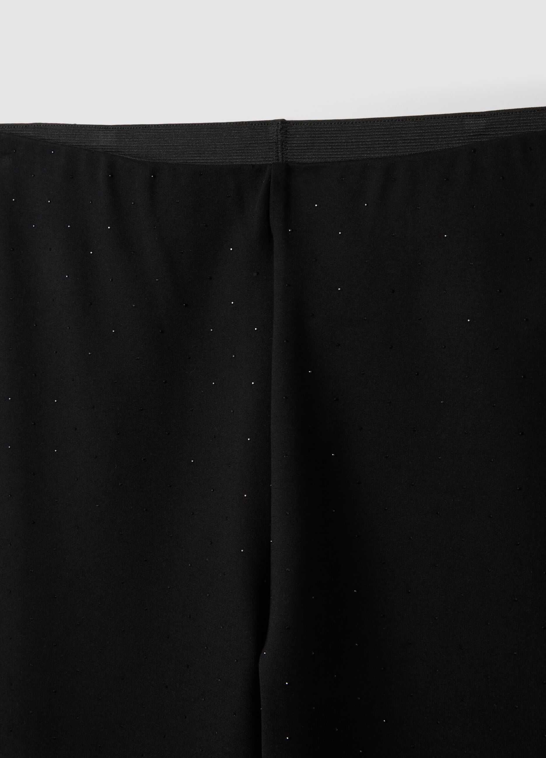 Black Milano-stitch flared leggings in stretch viscose