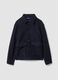 Shacket blu navy imbottita in misto lana e viscosa_0