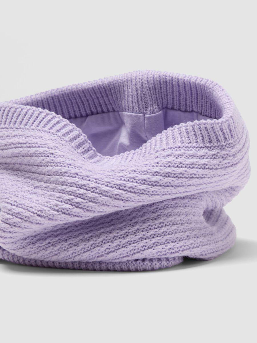 Purple rib-knit snood scarf_2