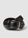 Black genuine leather belt with metal buckle_2