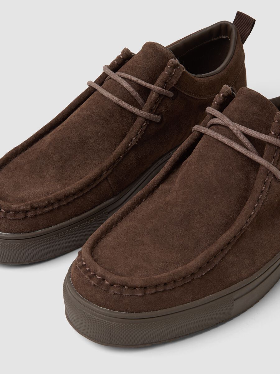Classic brown genuine leather lace-up shoes_2