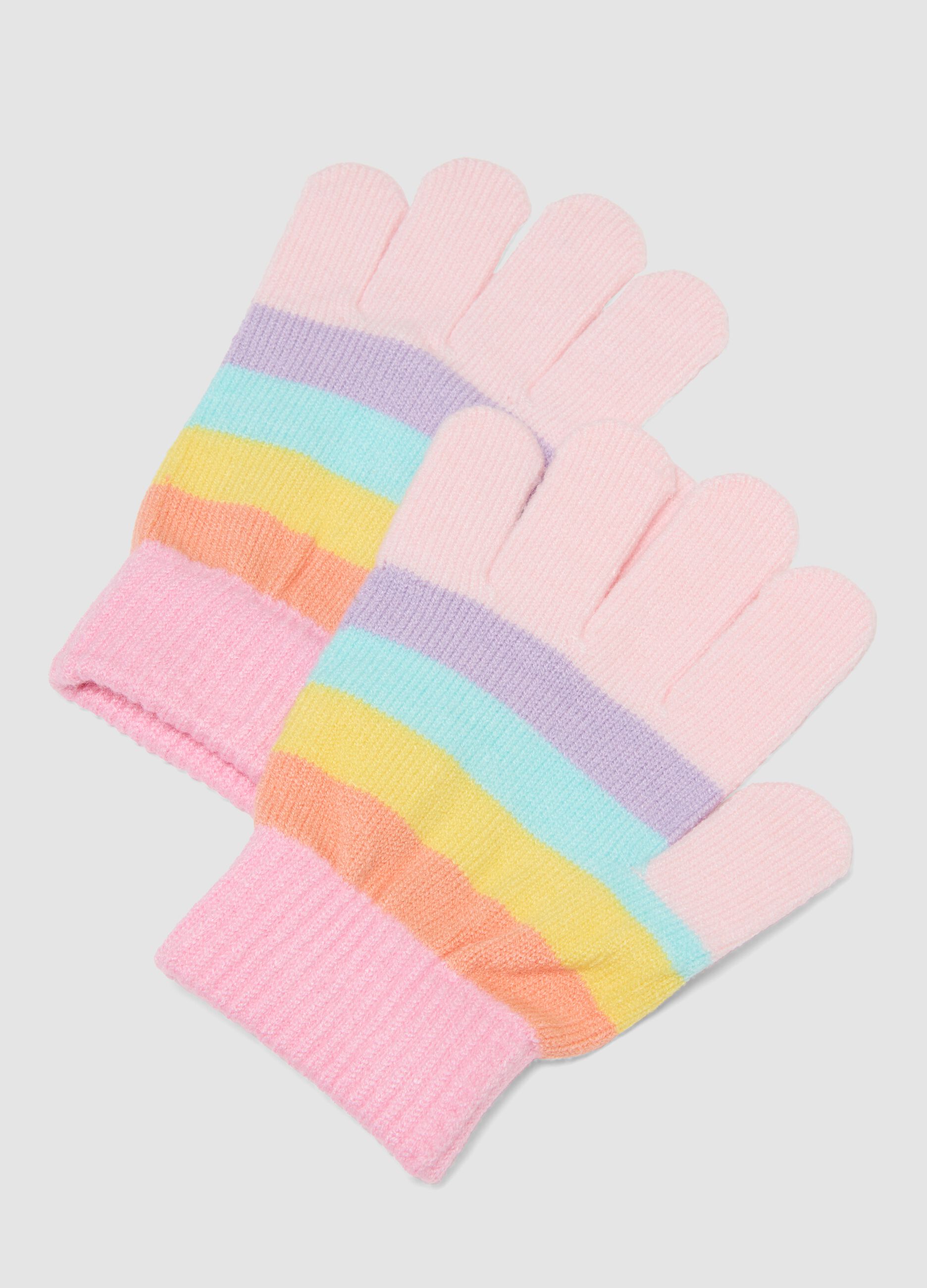 Pink stretch viscose set with hat and gloves