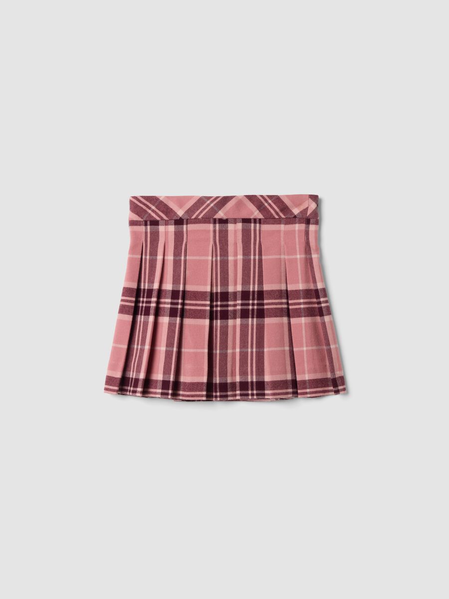 Pink and Purple Checked Stretch Viscose Skirt_1