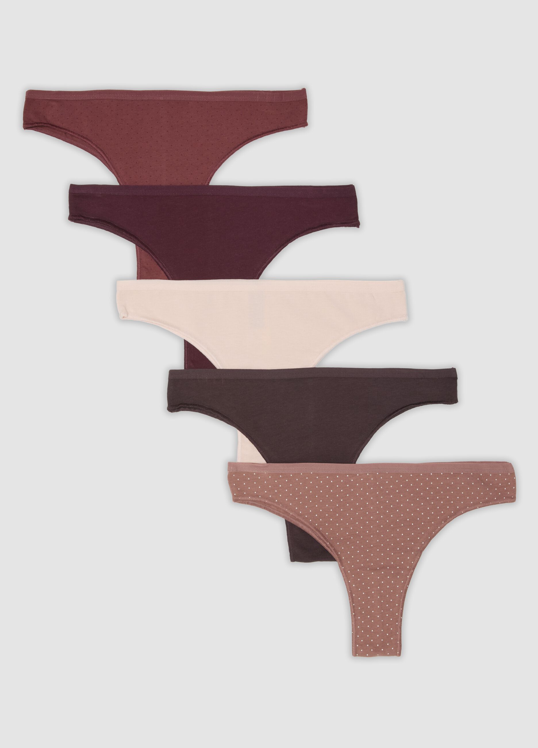 Multipack di cinque slip brasiliane multicolor in cotone elasticizzato