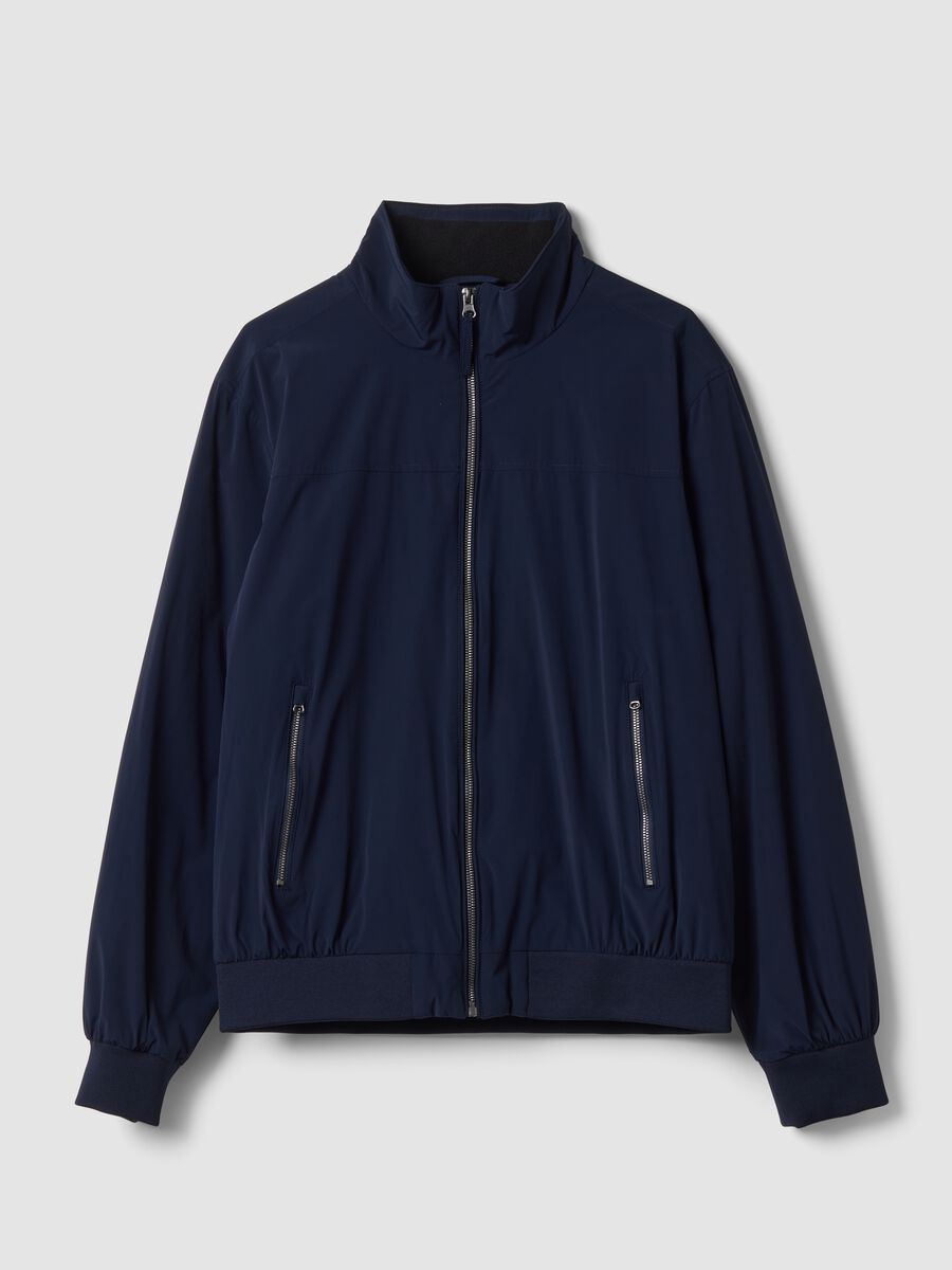 Blue stretch-fabric jacket with zip_4