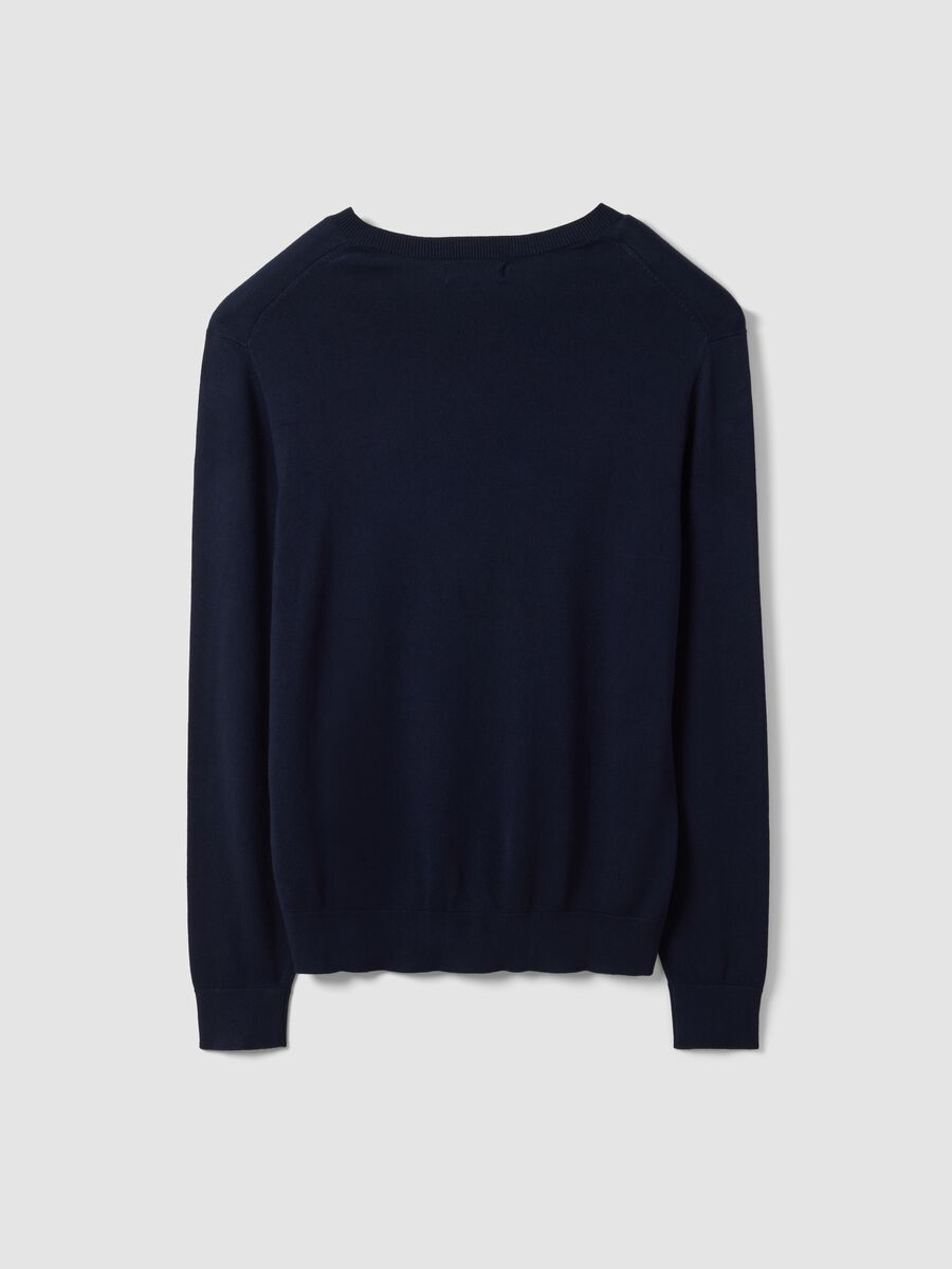 Blue viscose-blend V-neck jumper, regular fit_6