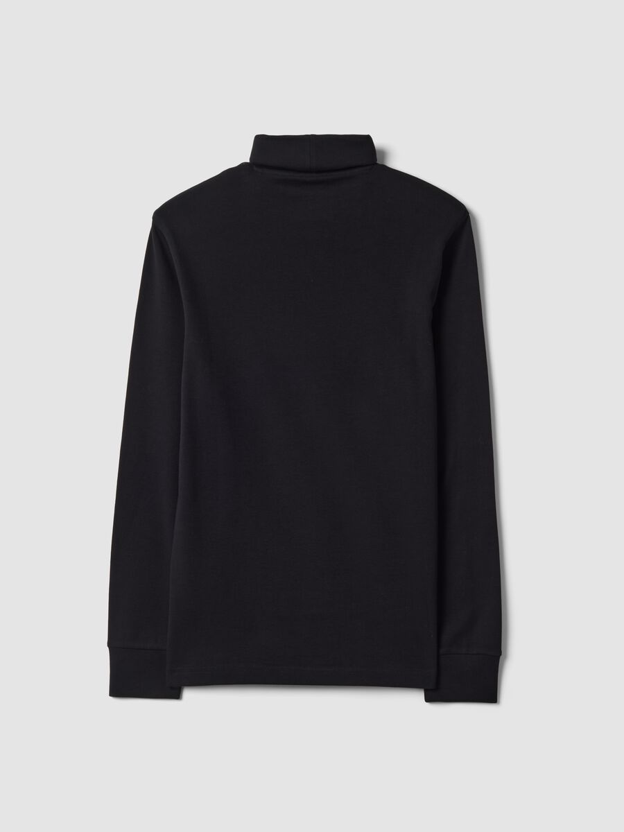 Black pure cotton roll-neck T-shirt_2
