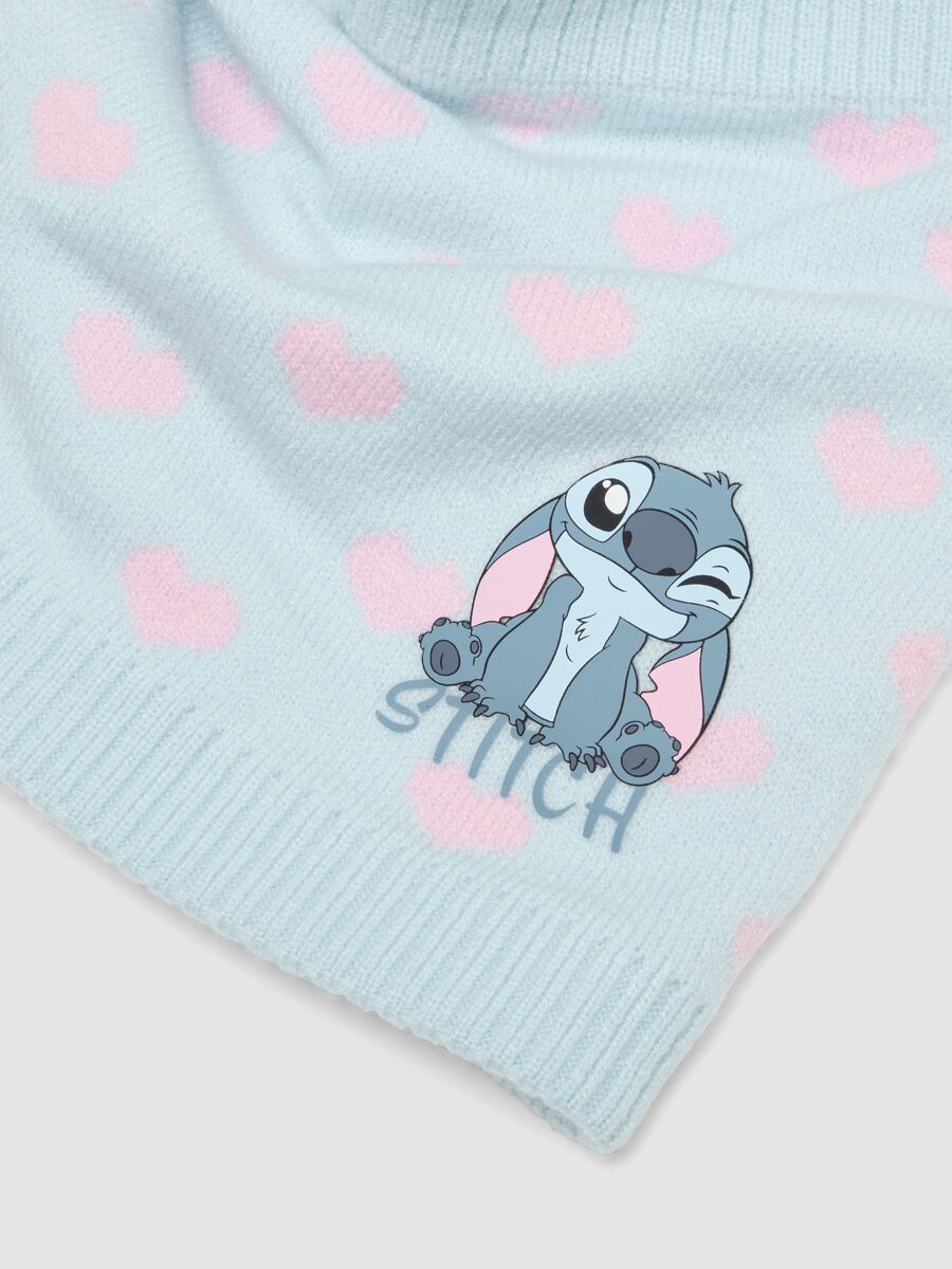 Blue stretch viscose scarf with Stitch print_2