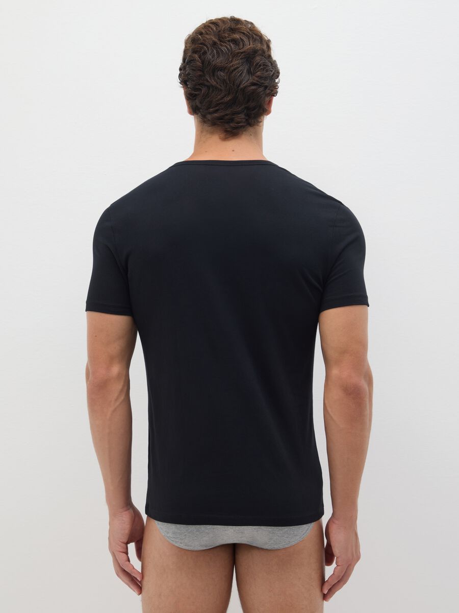 Men's black pure cotton V-neck T-shirts 2-pack, regular fit_2