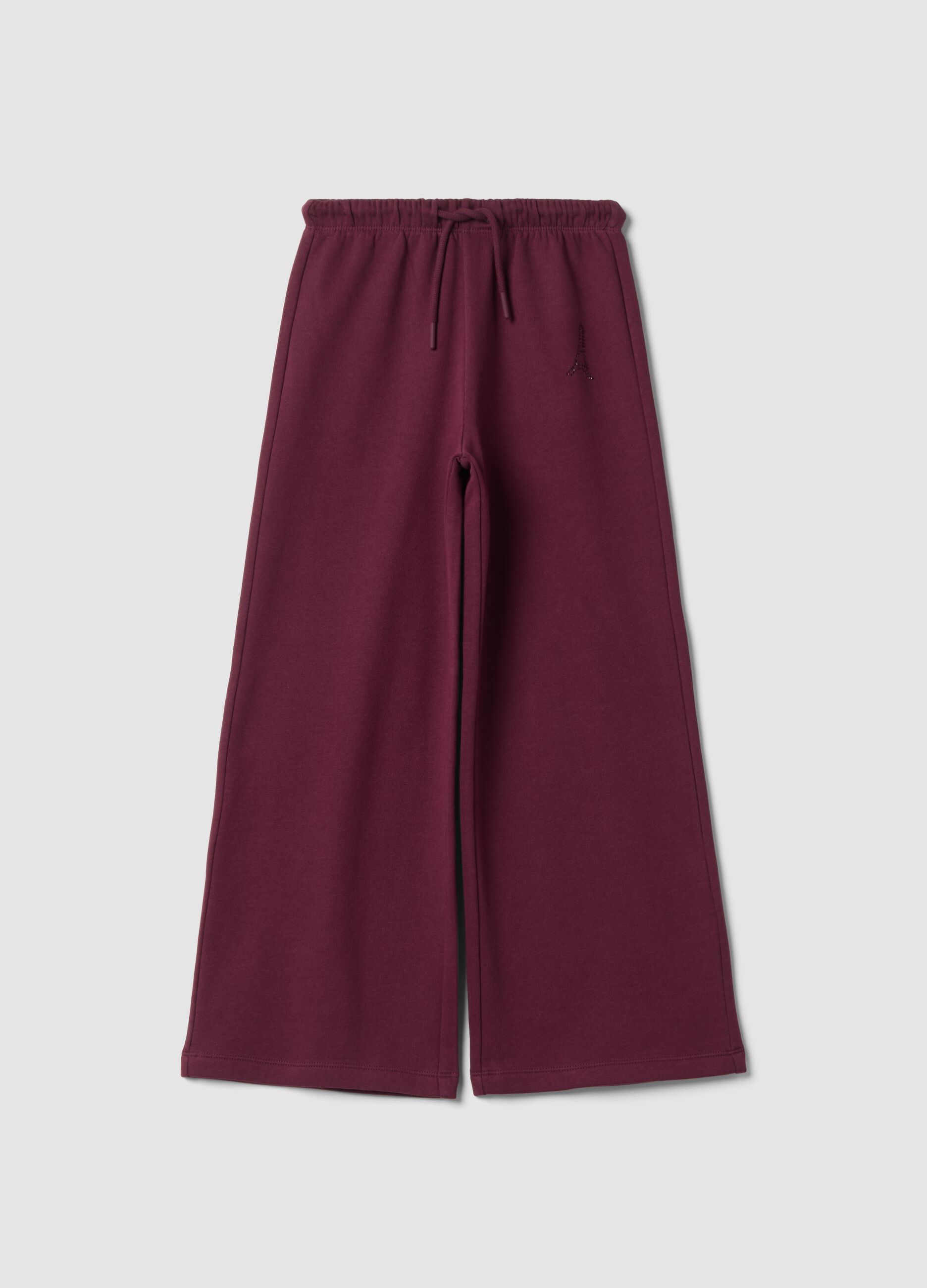 Pantaloni viola in puro cotone a gamba ampia
