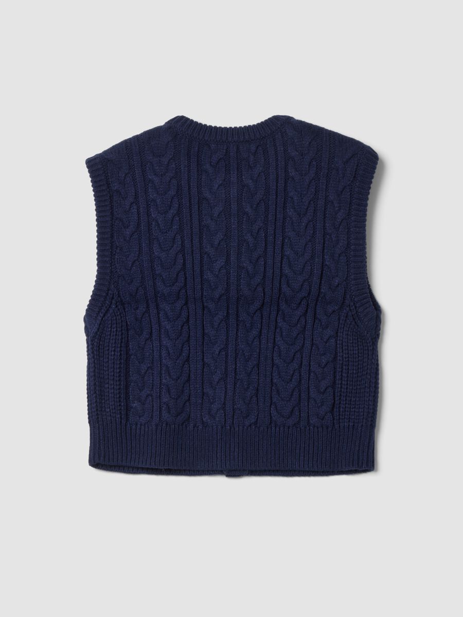 Blue crew-neck cable-knit wool-blend gilet_2