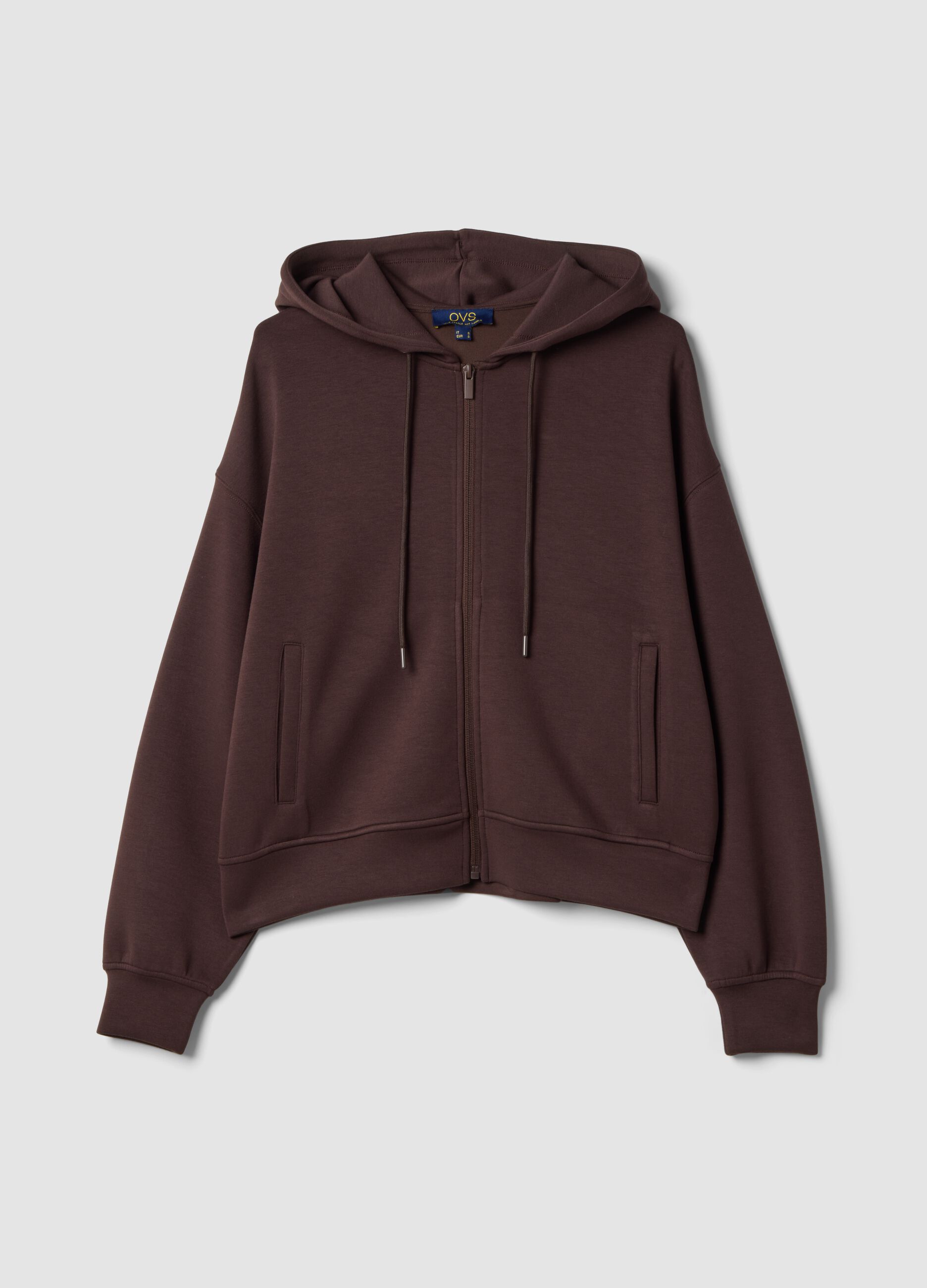 Brown stretch modal hoodie in a regular fit