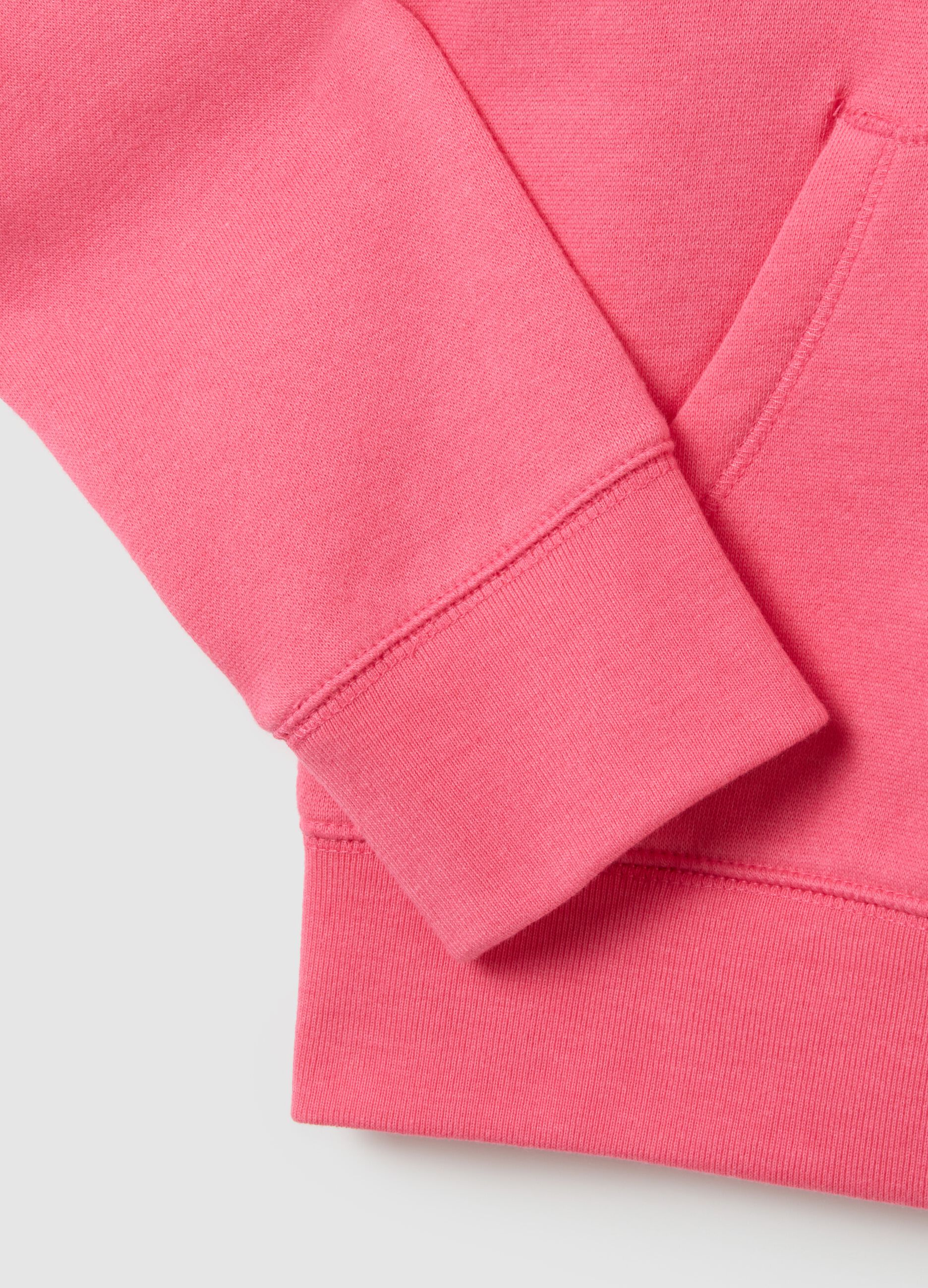 Full-zip plush hoodie with logo patch
