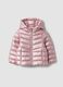 Pink Ultralight Hooded Puffer Jacket with Zip for Girls_0
