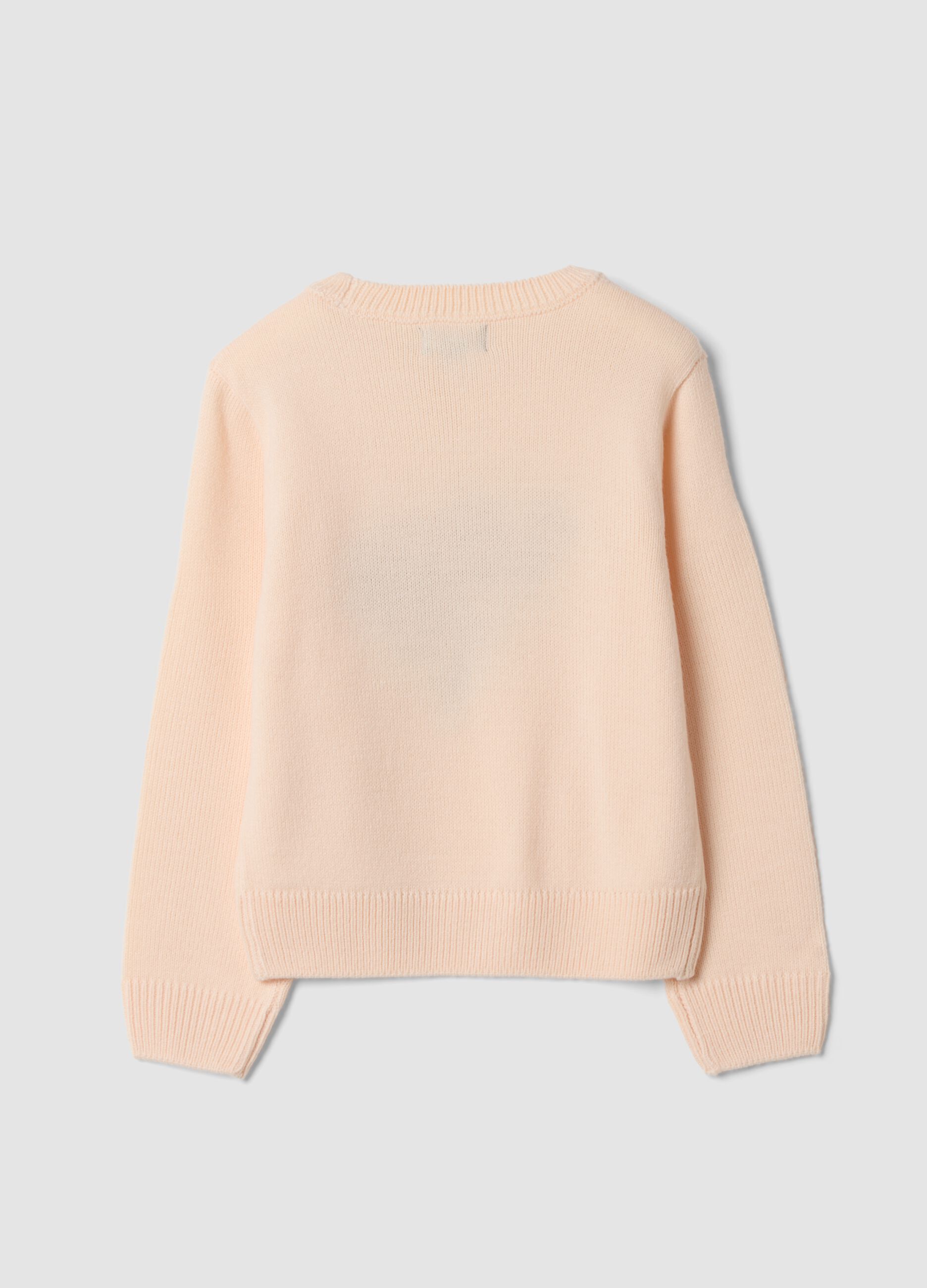 Pink crew-neck top with floral print