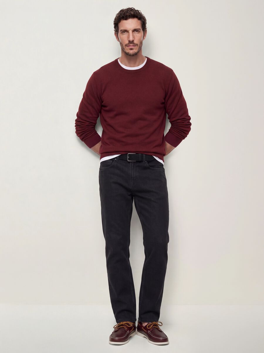 Black stretch-cotton denim jeans, regular fit_0