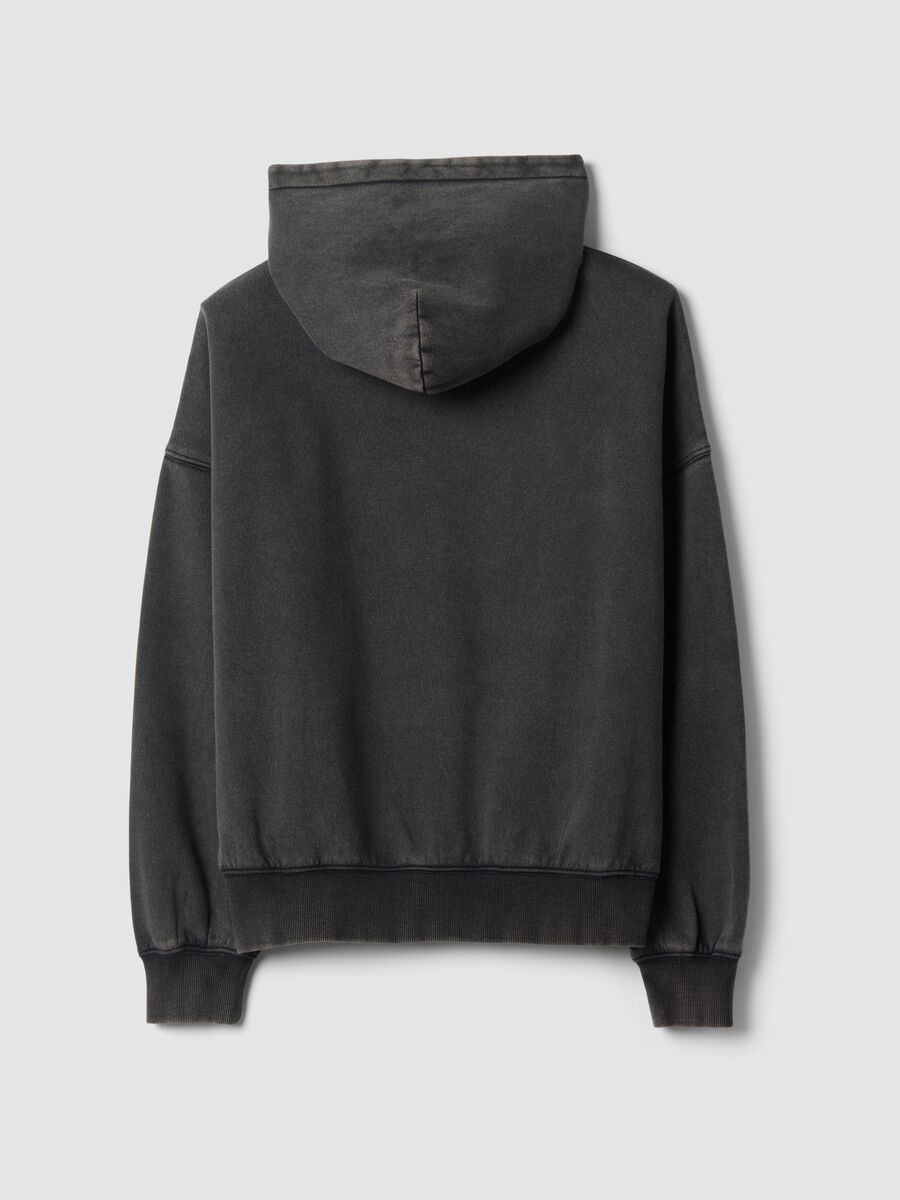 Black cotton-blend hooded sweatshirt with crew neck_6