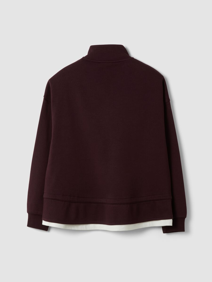 Purple cotton-blend layered half-zip sweatshirt, regular fit_2