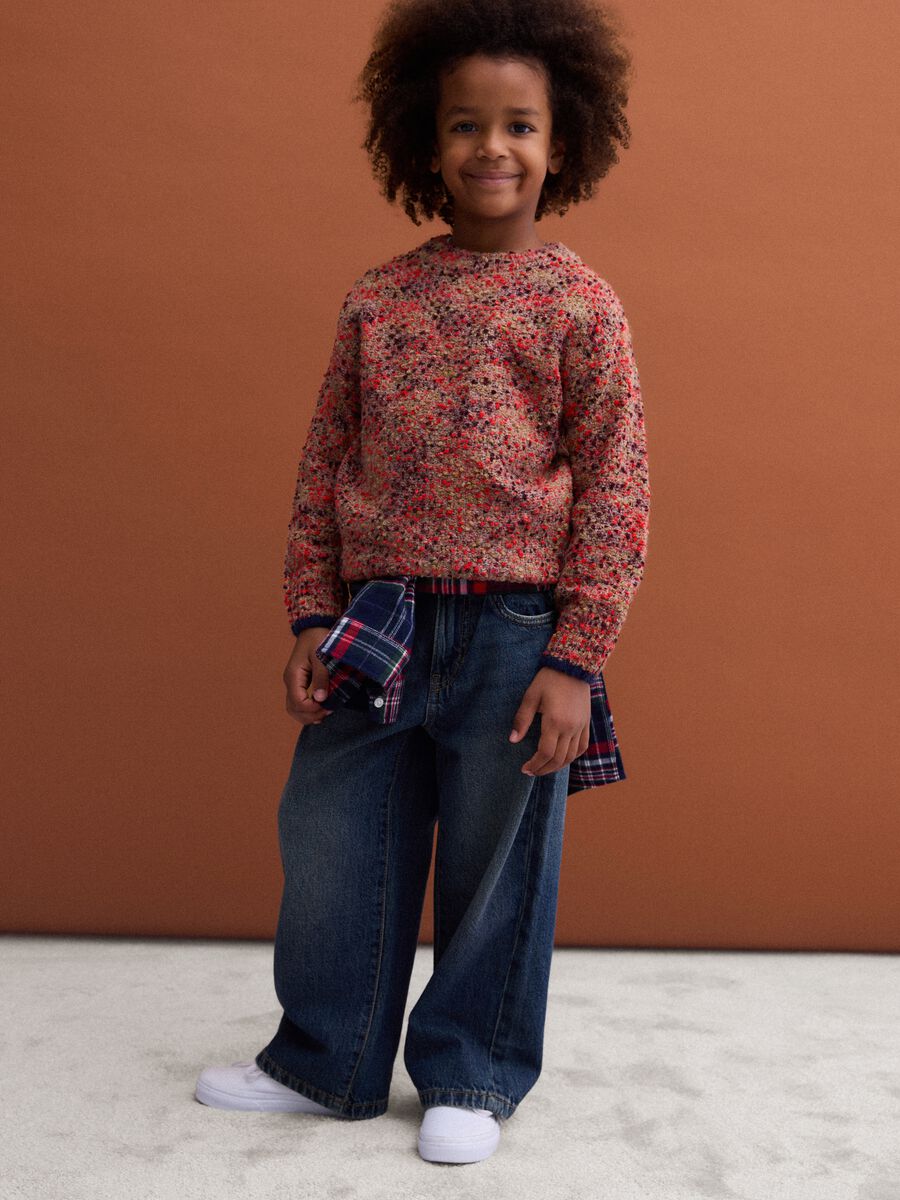Multicoloured crew-neck jumper in wool and alpaca blend_1