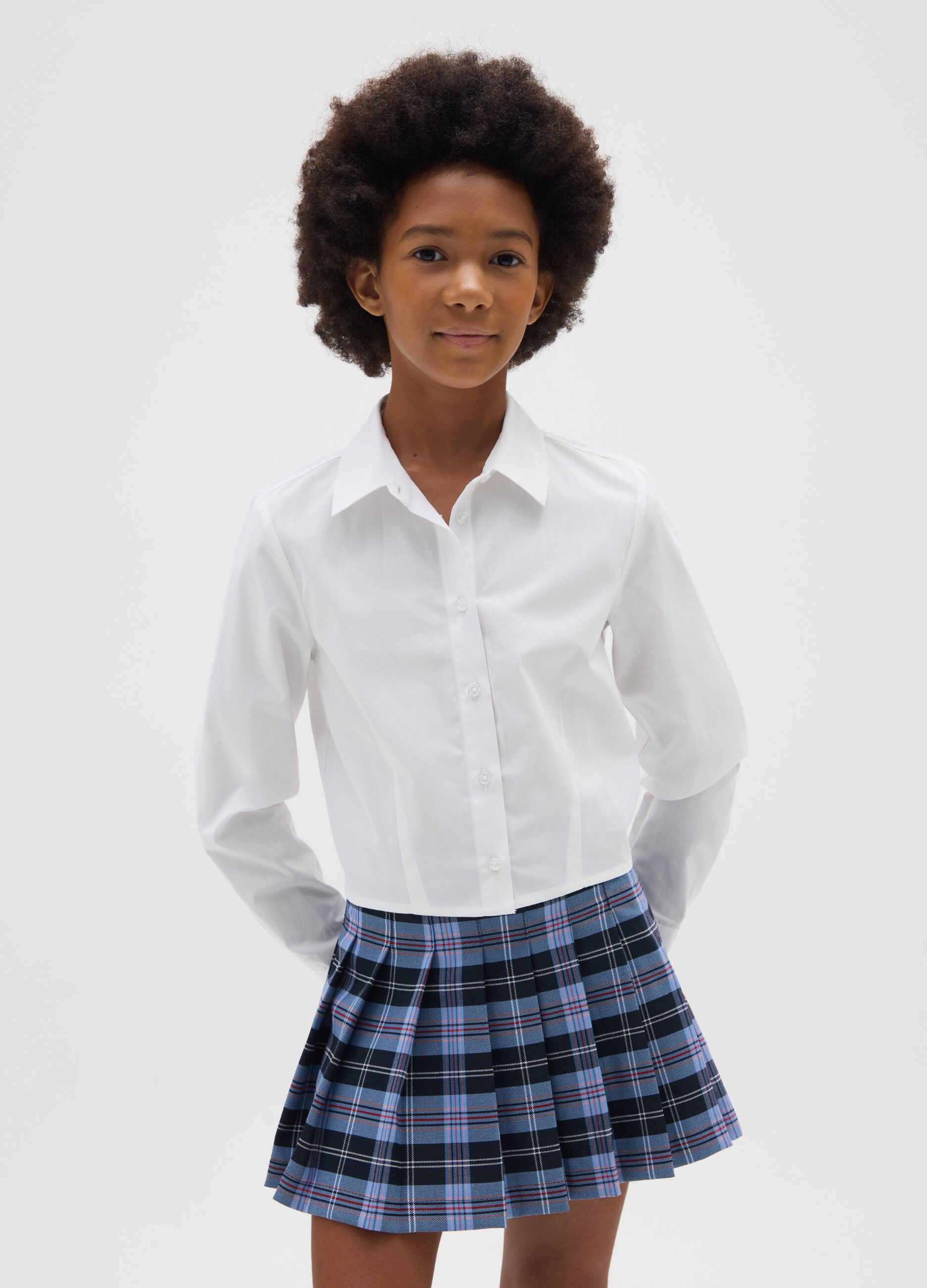 Girls' White Slim Fit Pure Cotton Shirt