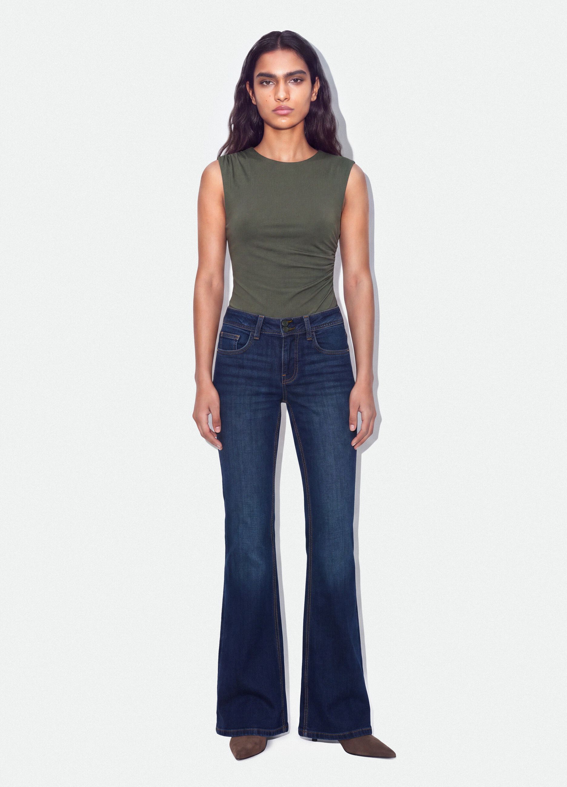 Blue stretch-cotton flared jeans