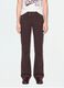 Pantaloni marroni flare in viscosa elasticizzata con fantasia gessata_1
