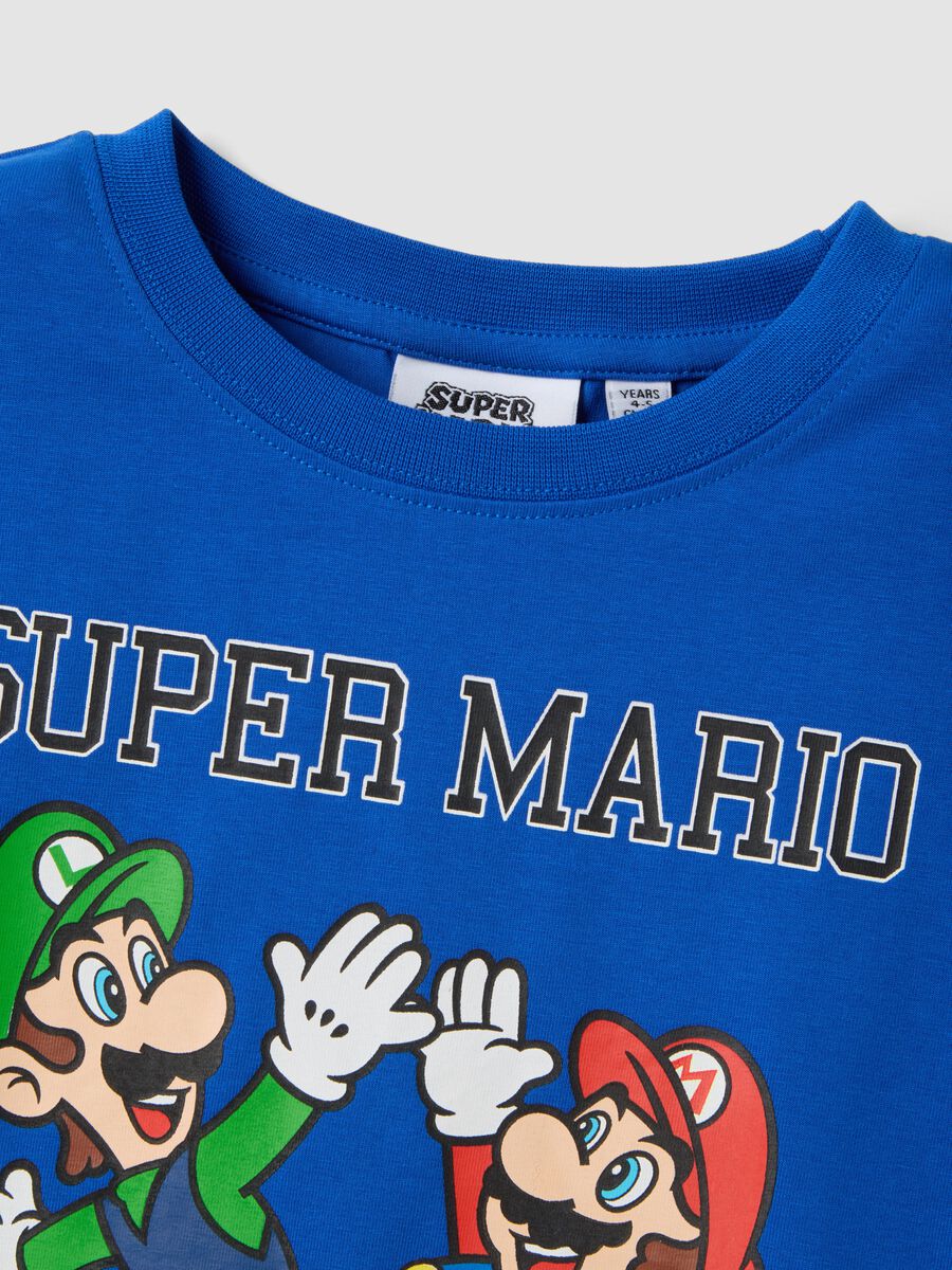 Blue short-sleeve stretch cotton T-shirt_3