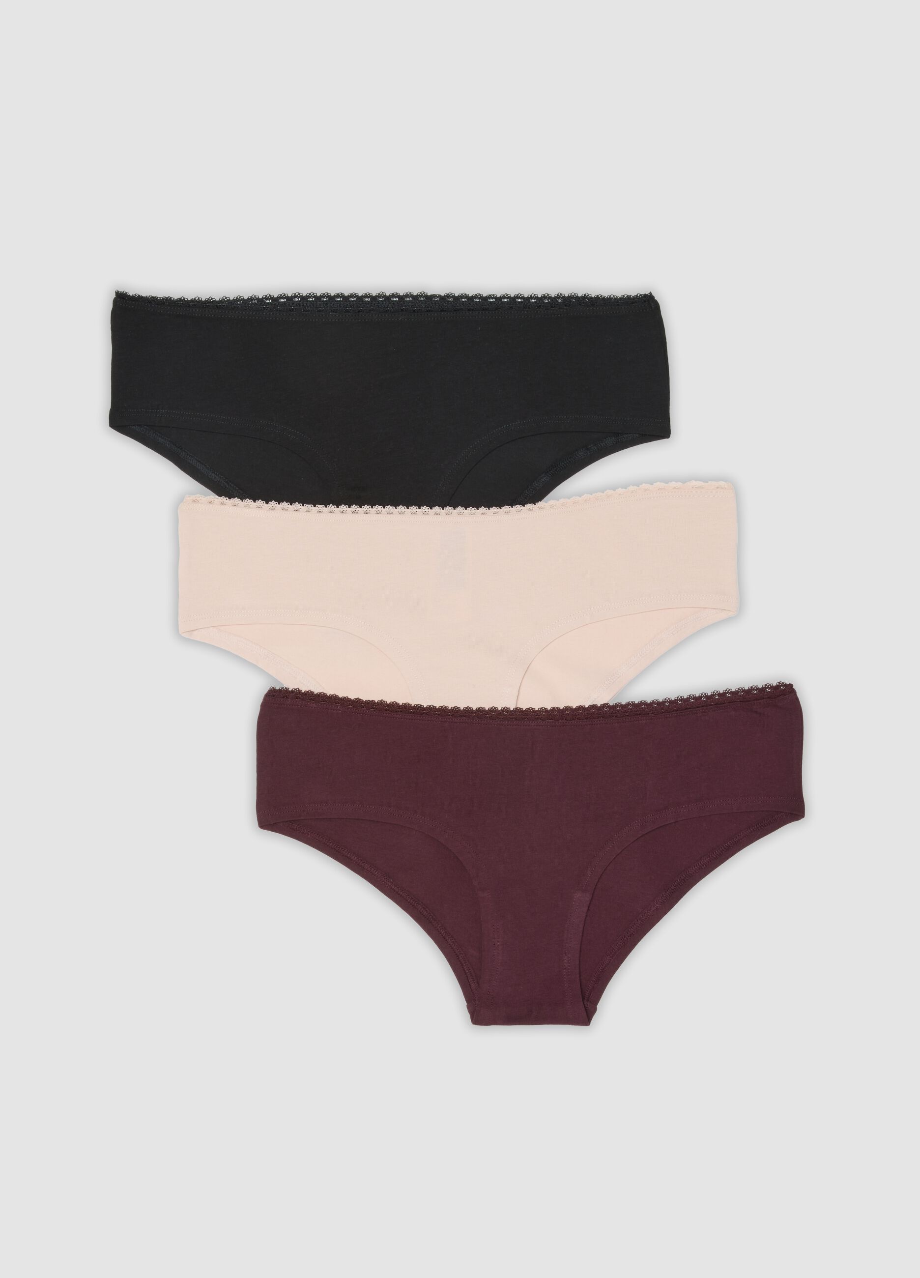 Tripack di slip hipster multicolor in cotone organico elasticizzato