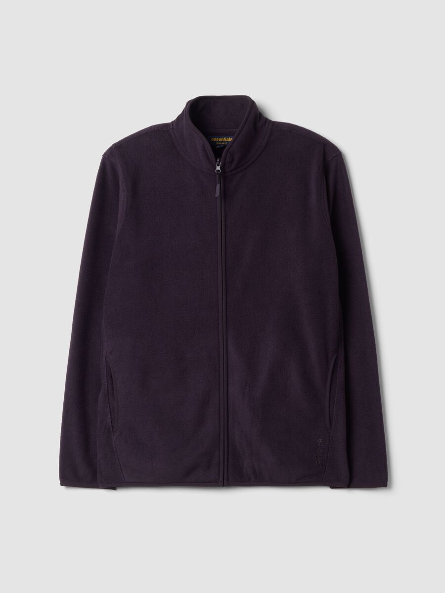 Felpa viola in pile con colletto regular fit_0