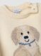 White crew-neck stretch jersey top with puppy print_2