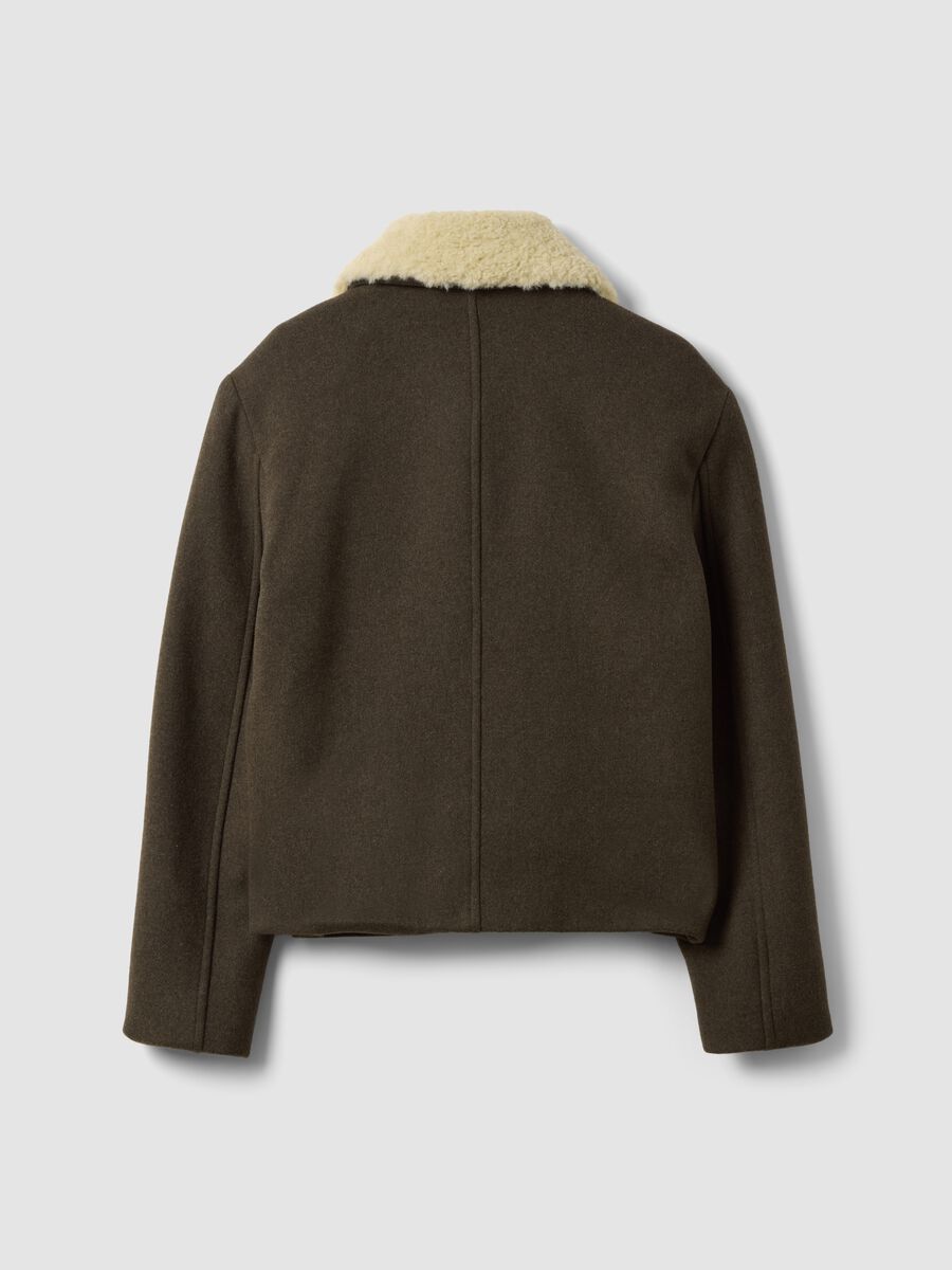 Green wool-blend and viscose jacket with contrast collar_2