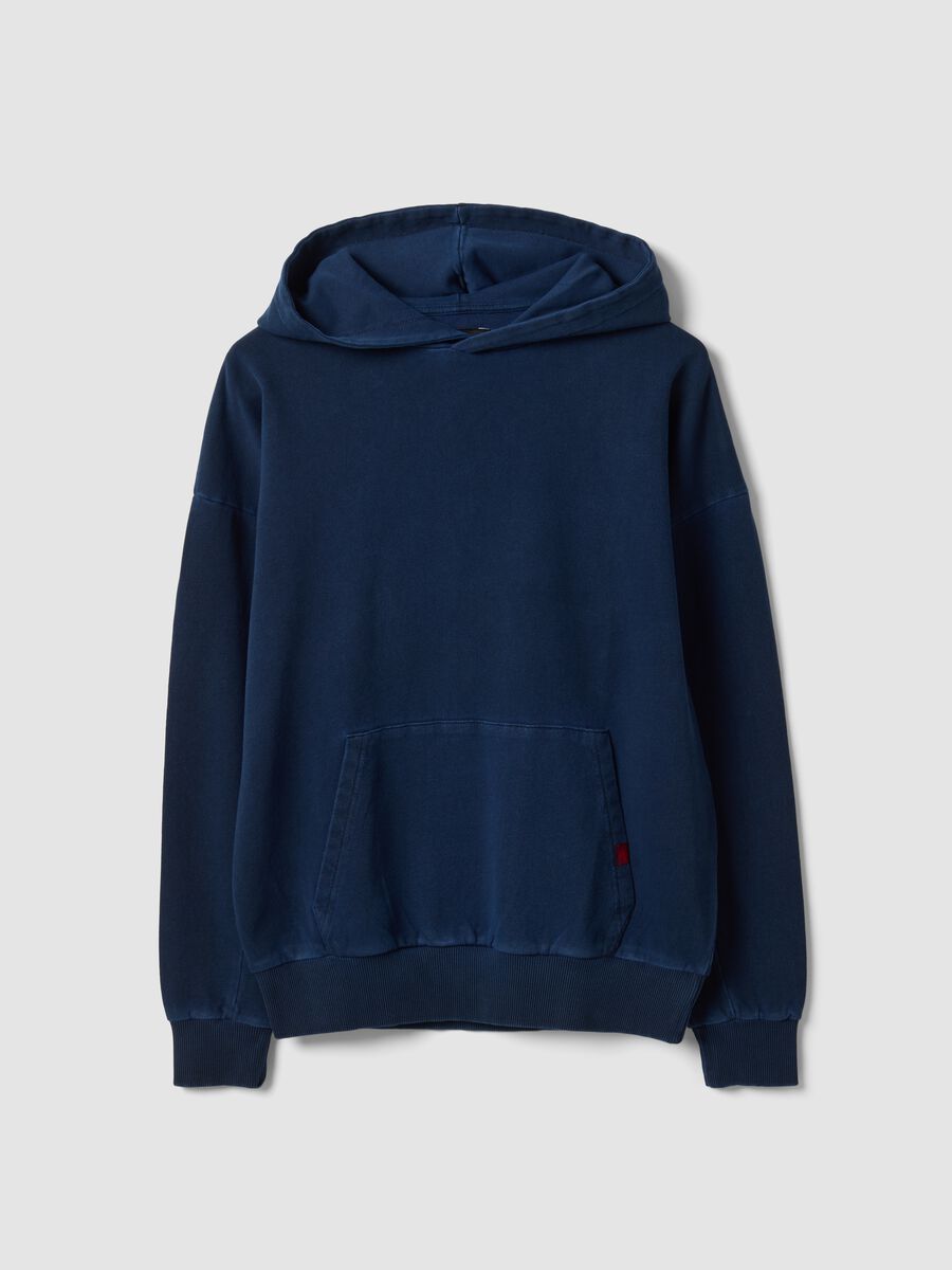 Blue pure cotton oversized hoodie_0