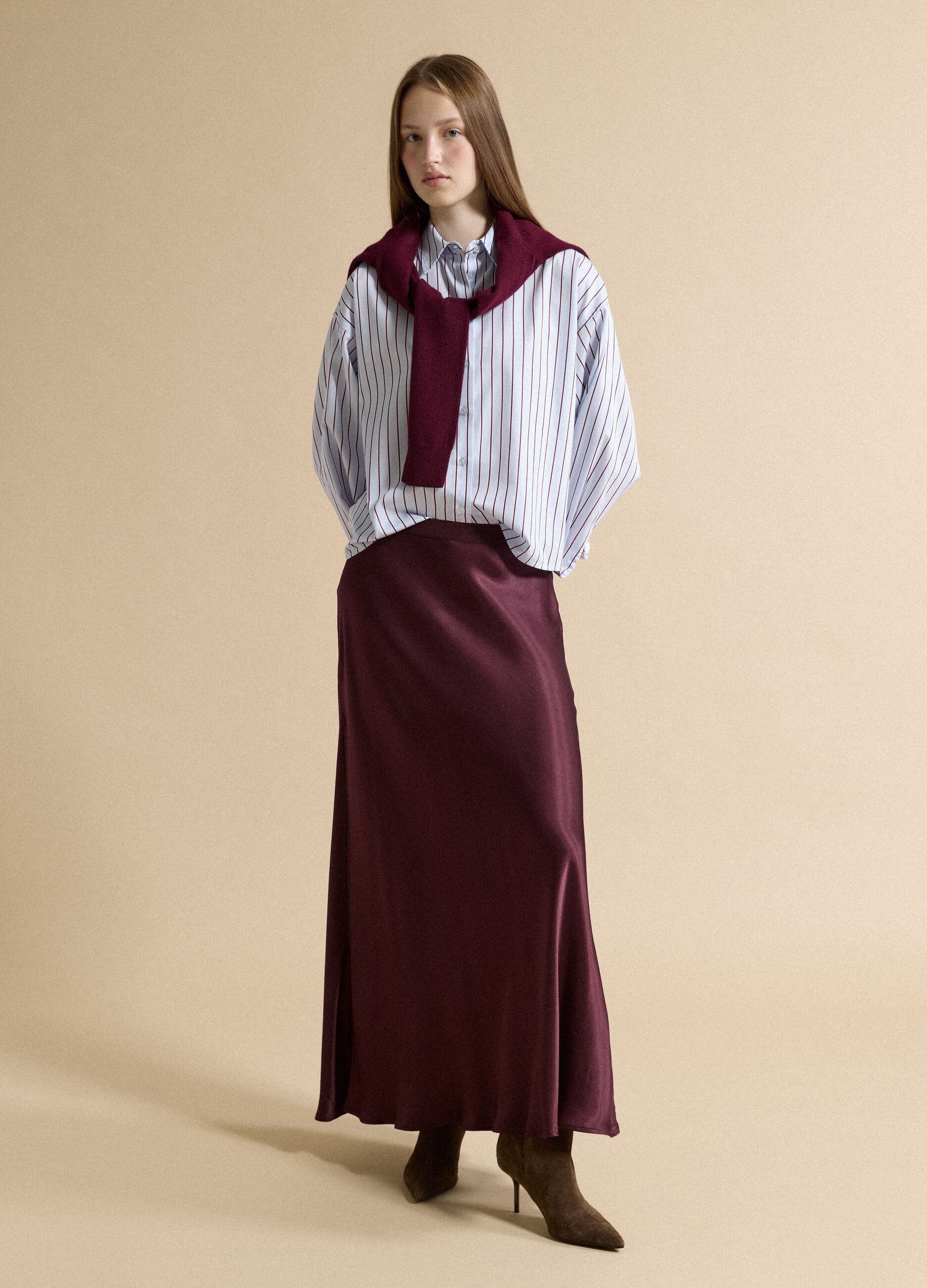 Blue striped pure cotton regular-fit shirt